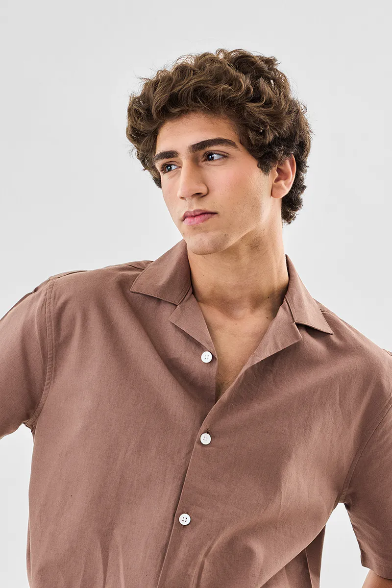 Cuban Collar Linen Blend Shirt